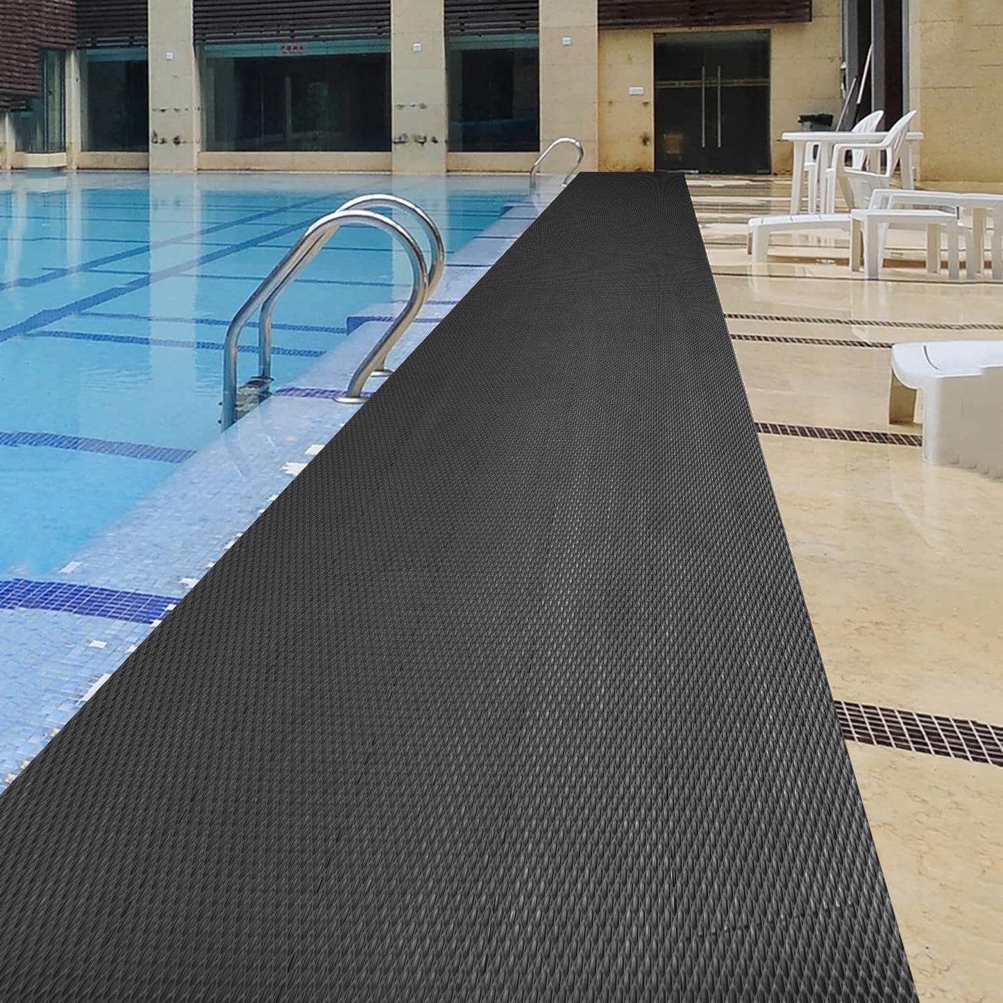 PVC Drainage Floor Mat Non-Slip Commercial Wet Area Mat for Outdoor and Indoor Restaurant Kitchen Bar Swimming Pool Splash Matting Water Drain Flooring Mat (Black, 3FTX16.4FT)