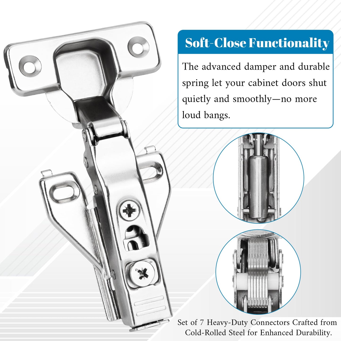 10 Pack 1/2'' Overlay Soft Close Cabinet Hinges – 105° 3D Adjustable Clip-On Concealed Cupboard Hinges for Kitchen Cabinet Doors, Hidden Cabinet Door Hinges with Screws
