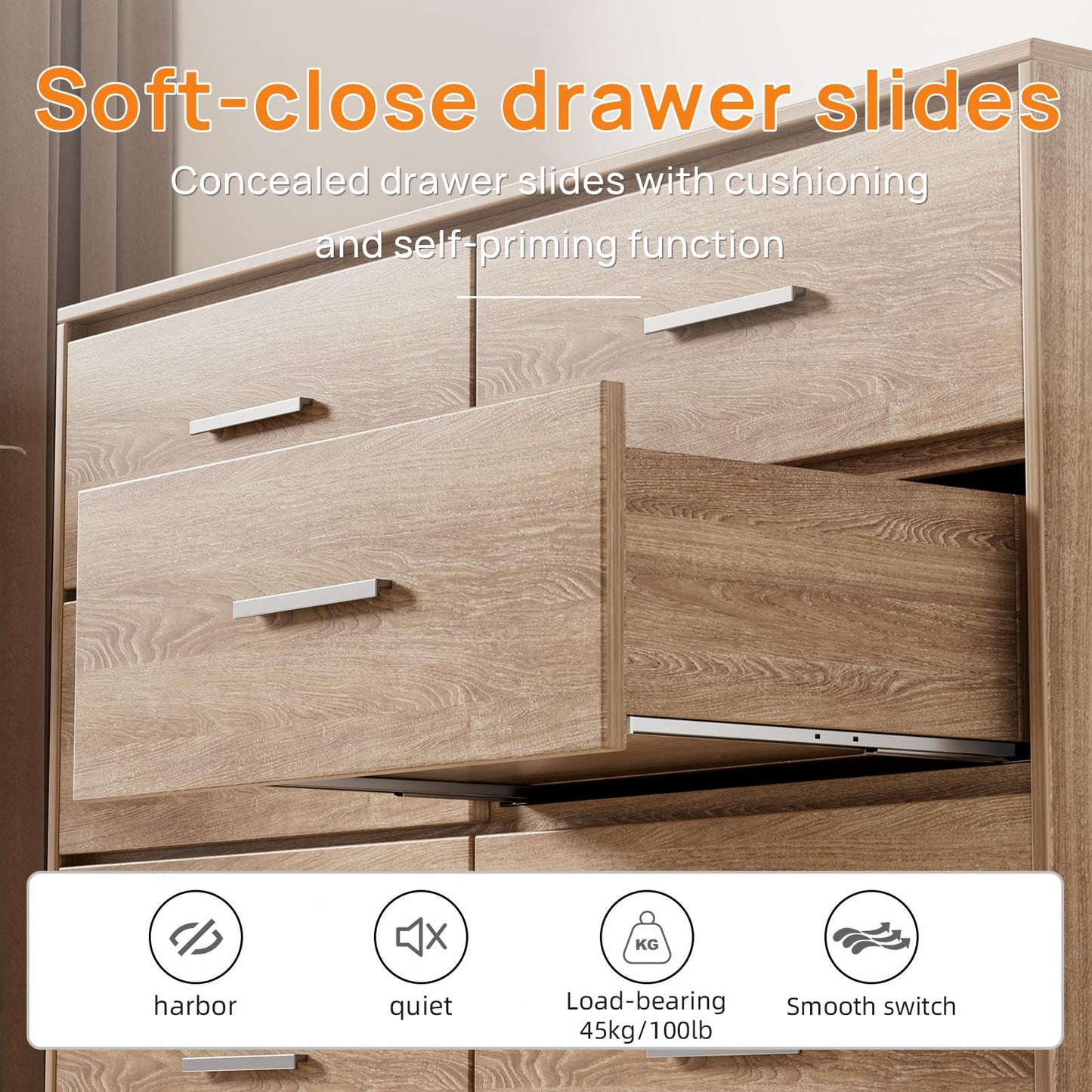 PHWALK 10 Inch Soft Close Undermount (Bottom Mount) Drawer Slides, 1 Pair Heavy Duty Stainless Steel Slides, Full Extension 100lb Capacity for Vanity Cabinets, Home Office Desks (10 Inch)