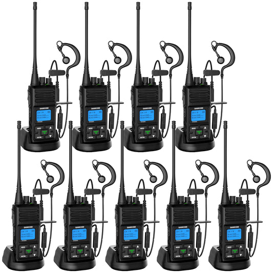 SAMCOM 5W High Power Two Way Radio,Heavy Duty Walkie Talkies for Adults Long Range with Earpieces,Professional UHF 2-Way Radio Rechargeable with 1500mAh Battery and Charger,9 Packs