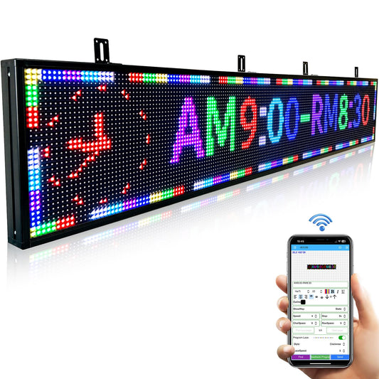 JINBLIZZARD P10 77"X14"Programmable Led Sign Custom Scrolling Outdoor Digital Display Signs For Business Electronic Message Board Creen Panel Wifi Control Advertising Signage