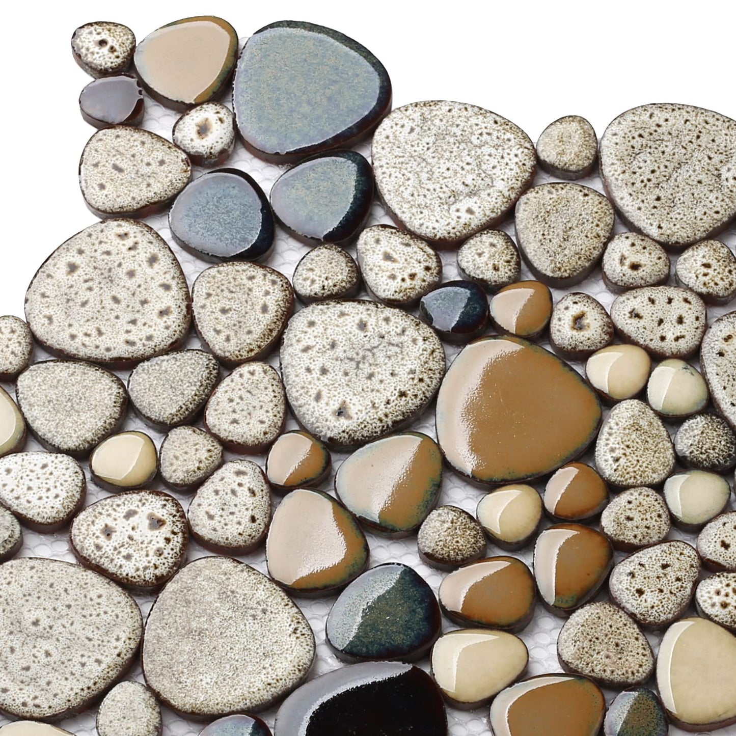 Parrotile Pebble Shower Floor Tile Bathroom Beige Wall Backsplash Mosaic Tiles (5 Sheets)