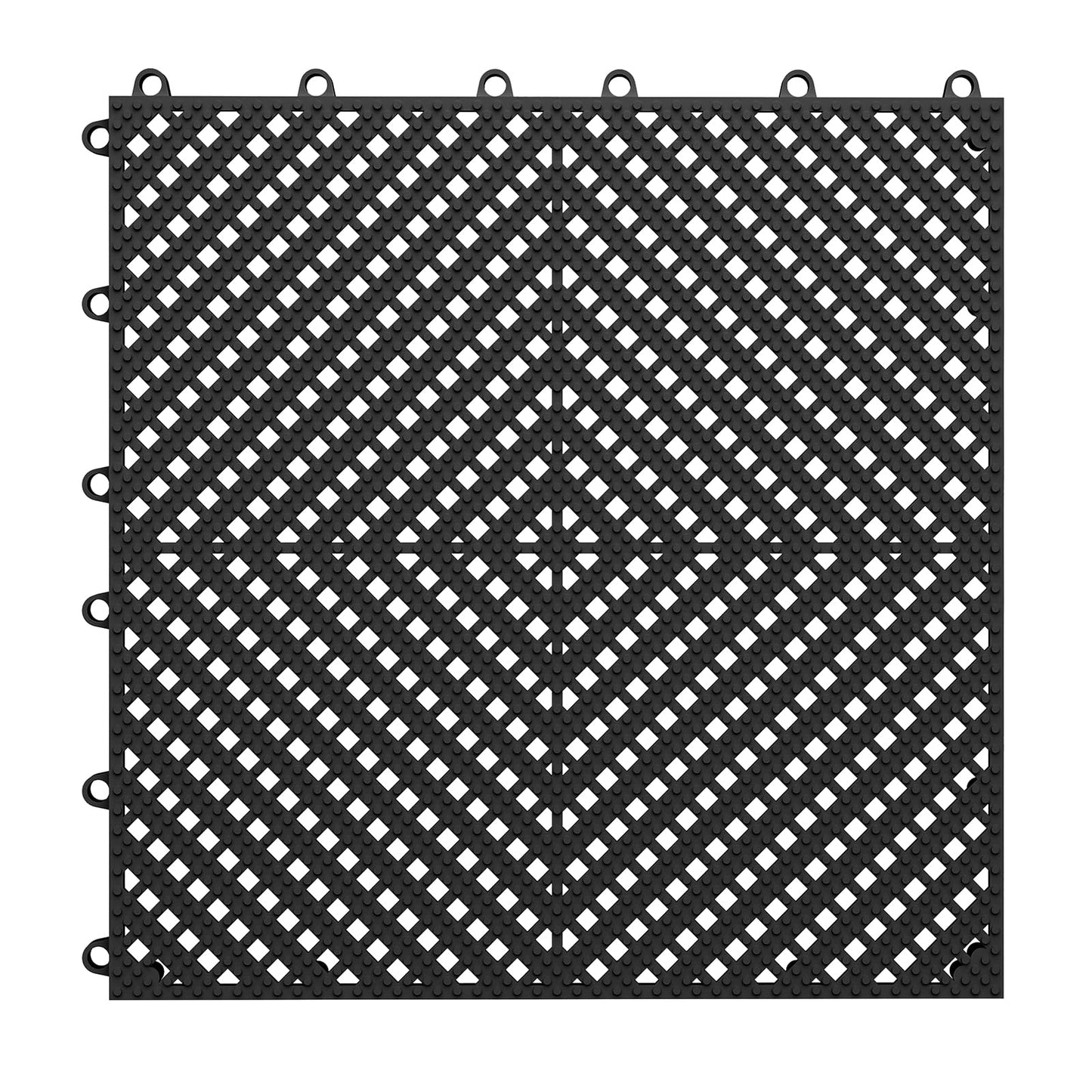 Jocoevol 60-Pcs Interlocking Tile, Indoor/Outdoor Drainage Interlocking Floor Tiles 11.8" x 11.8", Anti-Slip Waterproof Soft PVC Splicing Flooring Tile for Garage Patio Pool Bathroom, Black