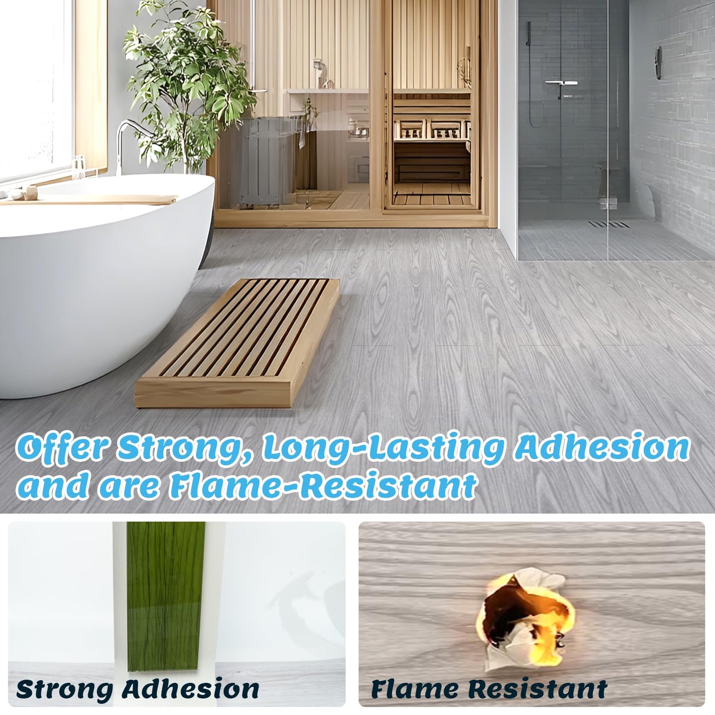 Art3d 15 Sq.ft Peel and Stick Floor Tiles, 10Pcs Luxury Vinyl Plank Flooring Wood Look, 36" × 6" Adhesive and Waterproof Tile Sticker for Bedroom, Living Room, Kitchen, Light Gray