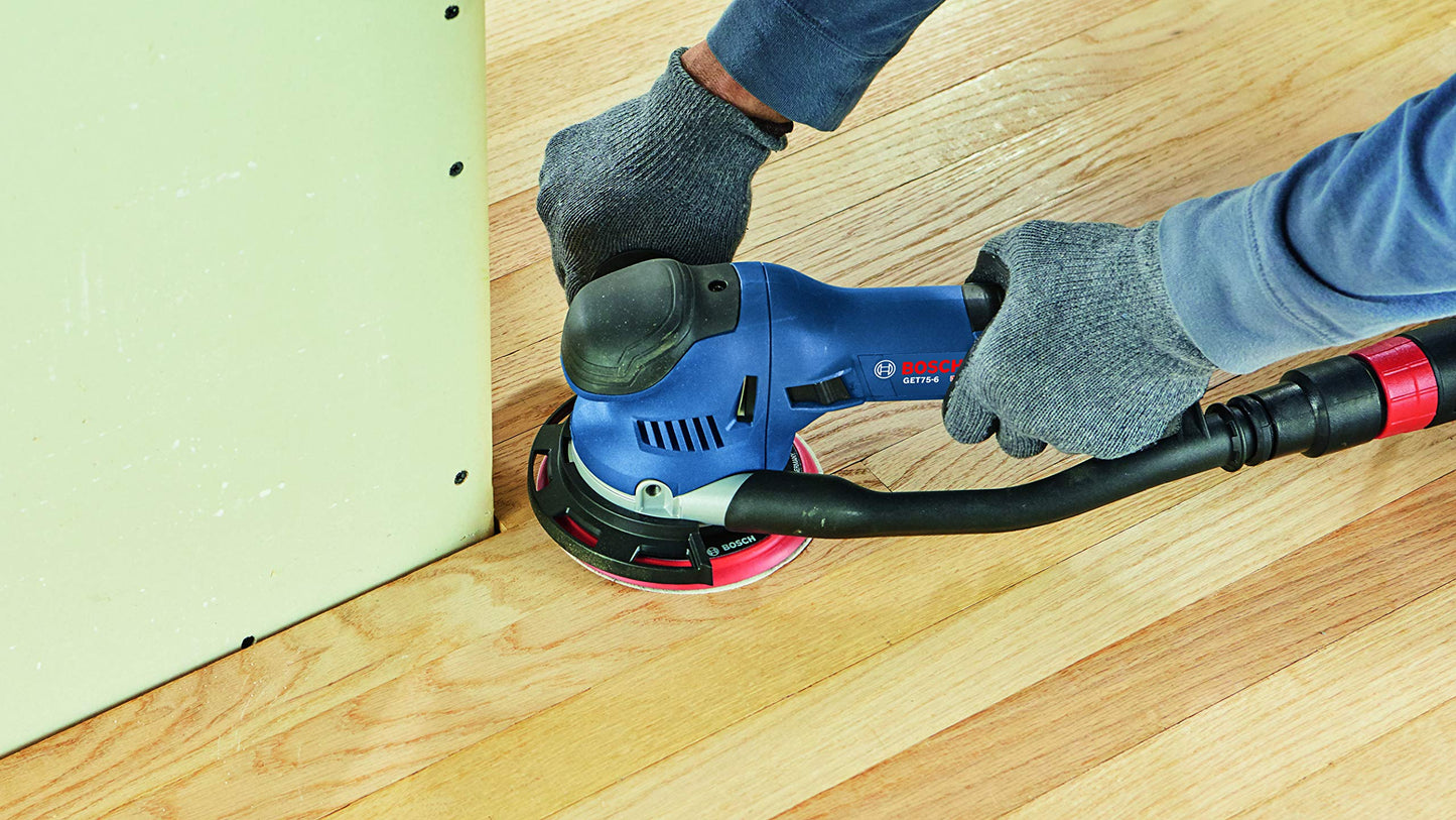 BOSCH GET75-6N Electric Orbital Sander, Polisher - 7.5 Amp, Corded, 6 Inch Disc Size - Dual-Mode: Random Orbit & Turbo