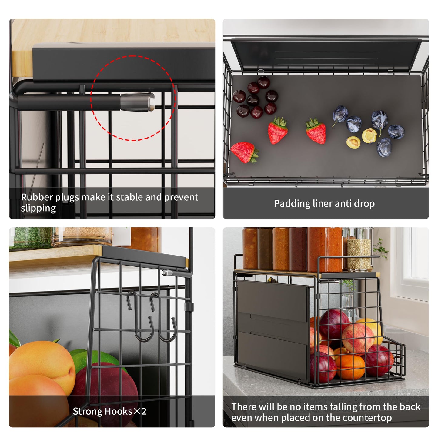 TIDIIABODE Magnetic Shelf for Fridge, Large Container Magnetic Spice Rack for Refrigerator, Fruit Potato and Onion Storage Bins, Magnetic Basket with Wood Lid, Kitchen Counter, Cabinet