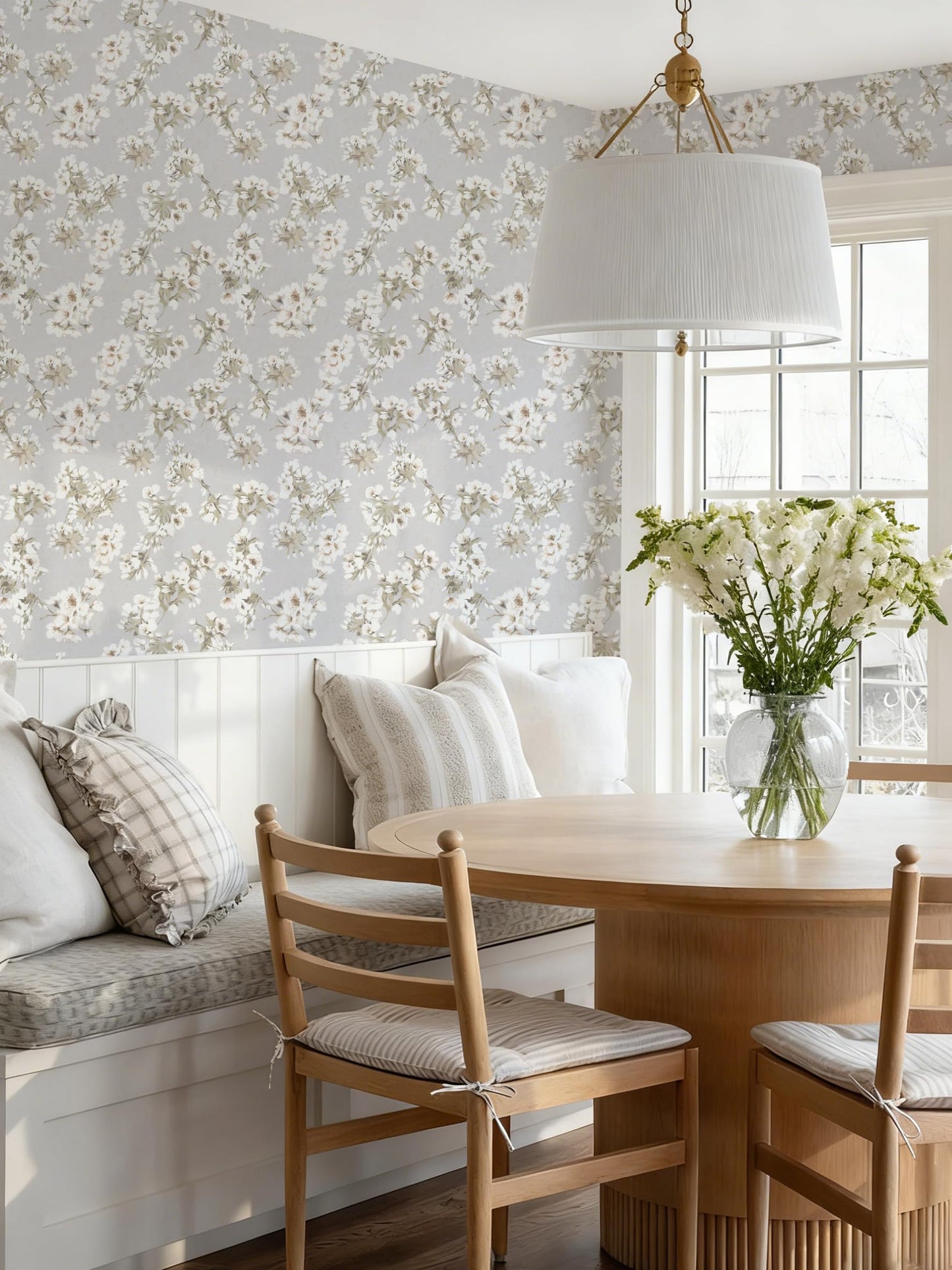 LUKUUI 17.3" x 393.7" Floral Peel and Stick Wallpaper Self Adhesive Wallpaper for Bedroom Cabinets and Kitchen Countertop Thicken