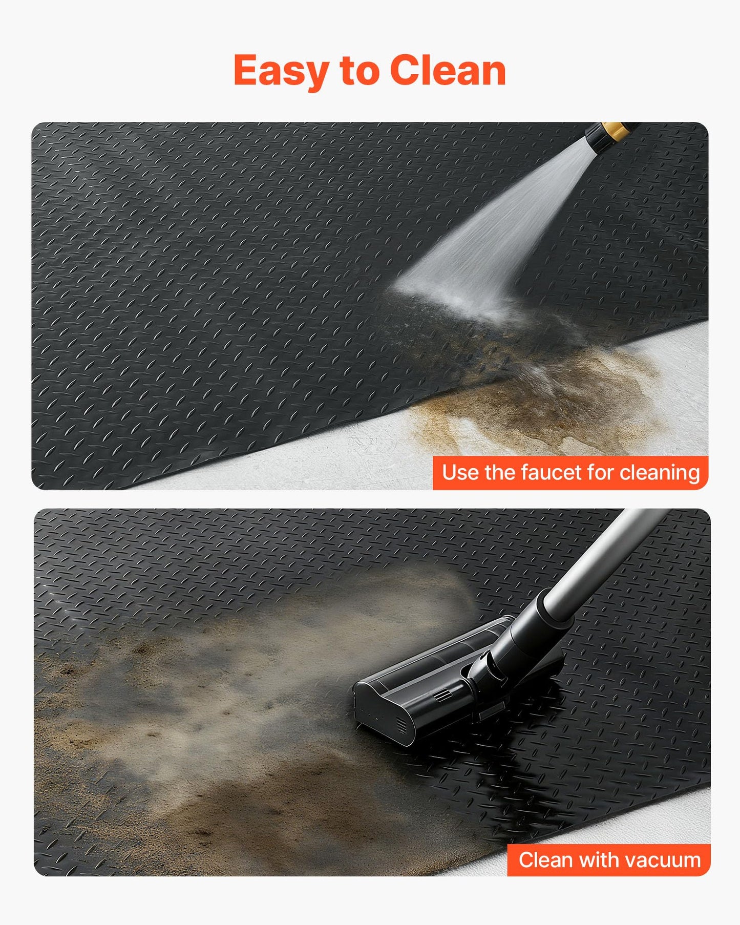 VEVOR Garage Floor Roll, 4 x 10 ft Garage Flooring Mat, 2.2 mm Thickened PVC Diamond Plate Floor Protector Mat with Double-Sided Tape, Non-Slip, Easy to Clean for Warehouse, Gyms, Trailer, Black