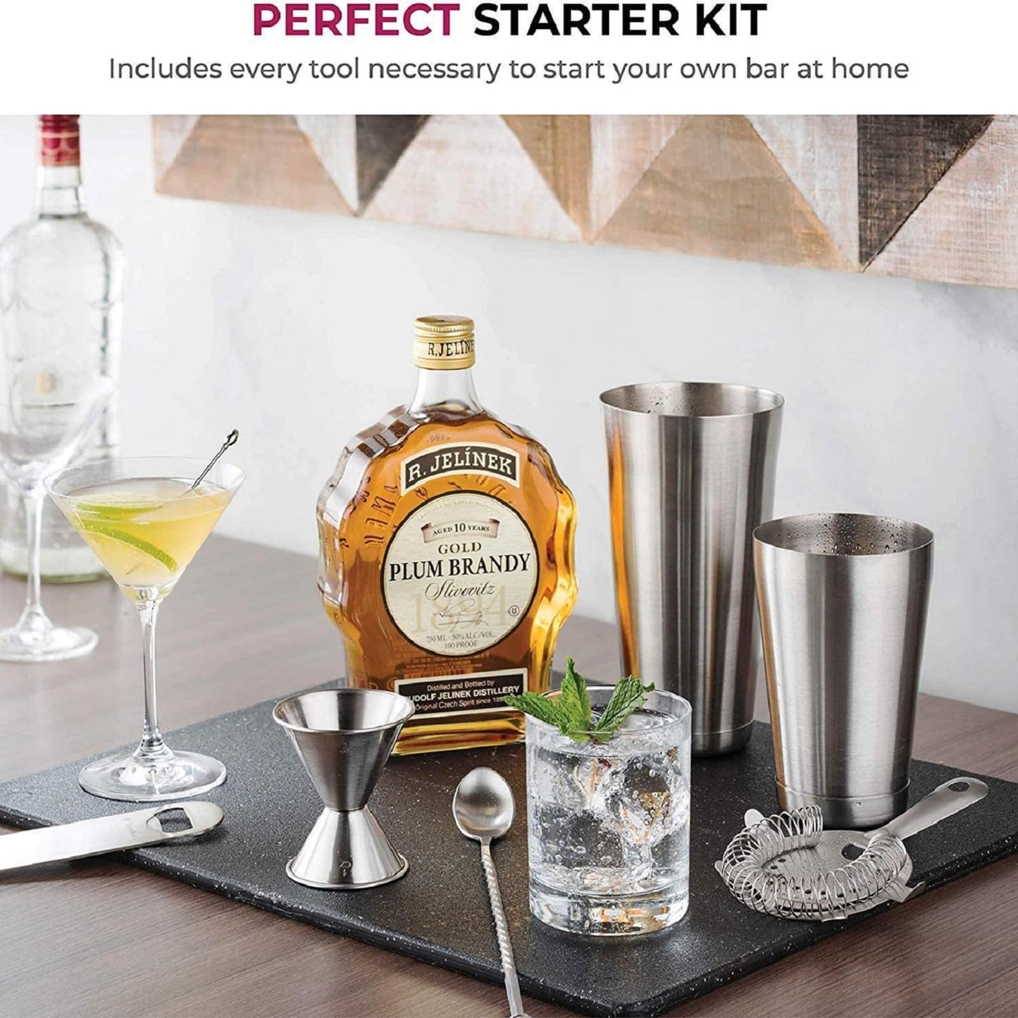 Ailelan Boston Cocktail Shaker Set, Professional Bar Shaker Set Bartender Kit, Stainless Steel Martini Shaker with Weighted 28oz Unweighted 18oz Drink Mixer Tins Bartending Tools for Bartender
