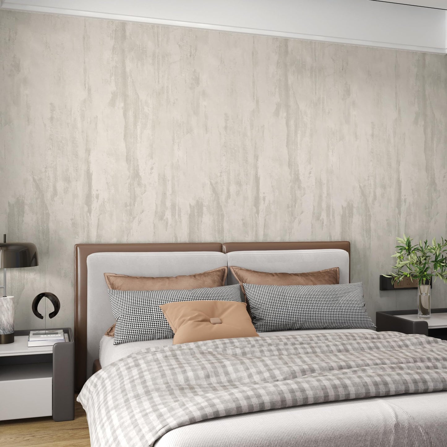 48x197inch Extra Wide Ivory White Concrete Wallpaper Peel and Stick White Grey Stained Plaster Effect Contact Paper Matte Thick Self-adhesive Waterproof Furniture Sticker Modern Industrial Style