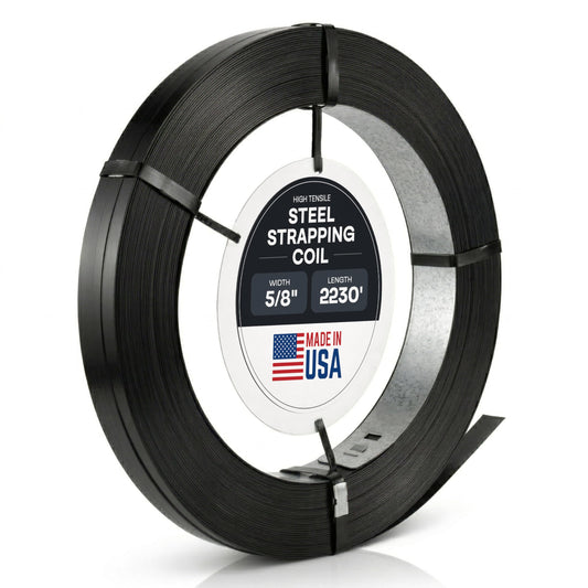 IDL Packaging 5/8" x .020" x 2230' Regular-Duty Steel Strapping Coil (1470 lbs Break Strength) - Painted and Waxed - Superior Cut-Resistance - Metal Straps for Pallet Banding, Extra-Heavyweight Loads
