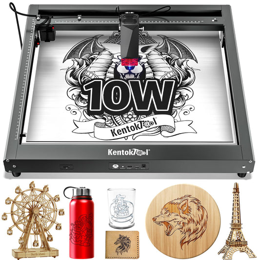 Laser Cutting and Engraving Machine, JL7 10W Laser Engraver, APP Supported, 0.01mm High Accuracy High Speed 400 * 400mm Size for Wood and Metal Leather Acrylic Glass Output Wattage: 10000mW