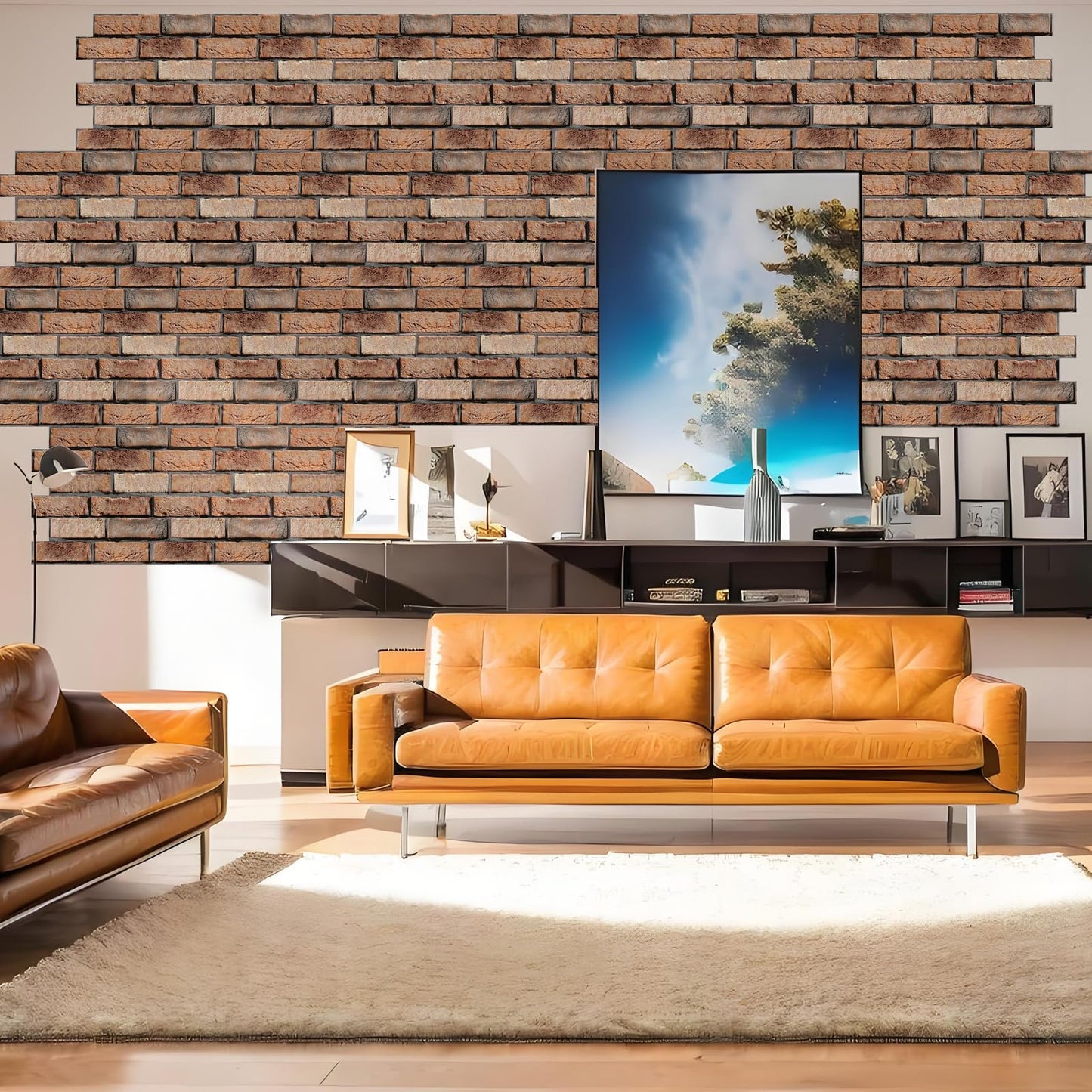 Veczom 3D Wall Panels Peel and Stick - 10 Pack Brick Textured PVC Panels, Waterproof Self-Adhesive Wall Tiles for Accent Walls, Kitchen, Bathroom, Bedroom & Office Decor