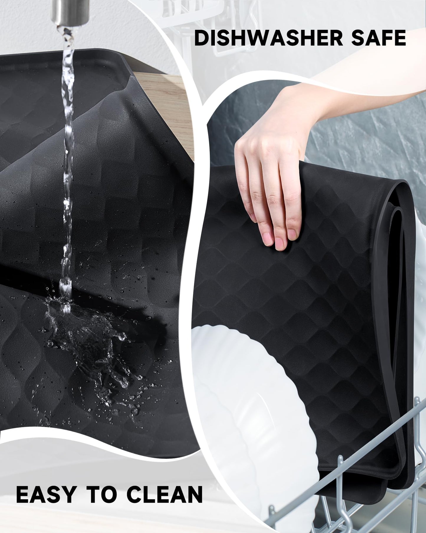 Washer & Dryer Top Protector Mat, Non-Slip Silicone Cover, 25.6’’ x 23.6’’, Prevent Scratches, Dust & Vibration, Black (2 Pack)