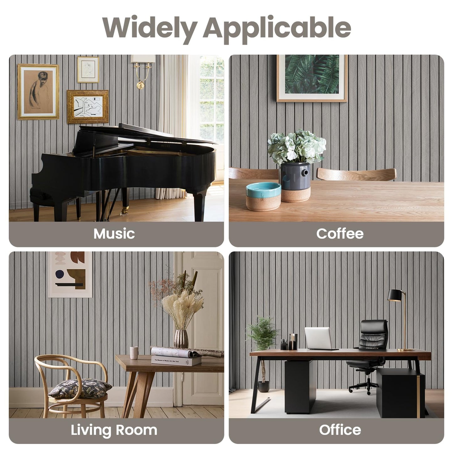 Abyssaly PVC 3D Wood Wall Panels Peel and Stick - 118" x 15.7" Gray Faux Wood Slat Wallpaper - Wooden Grain Look Self-Adhesive Waterproof Paneling - Soundproof Walls Panel for Interior Wall Decor