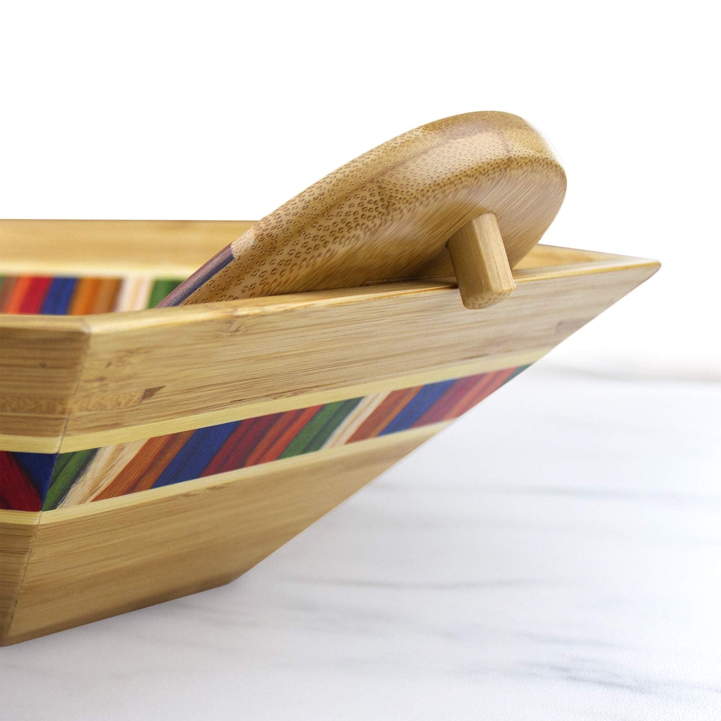 Totally Bamboo Baltique Marrakesh Collection Salad Hands Serving Utensils, Bamboo and Colored Birch Wood