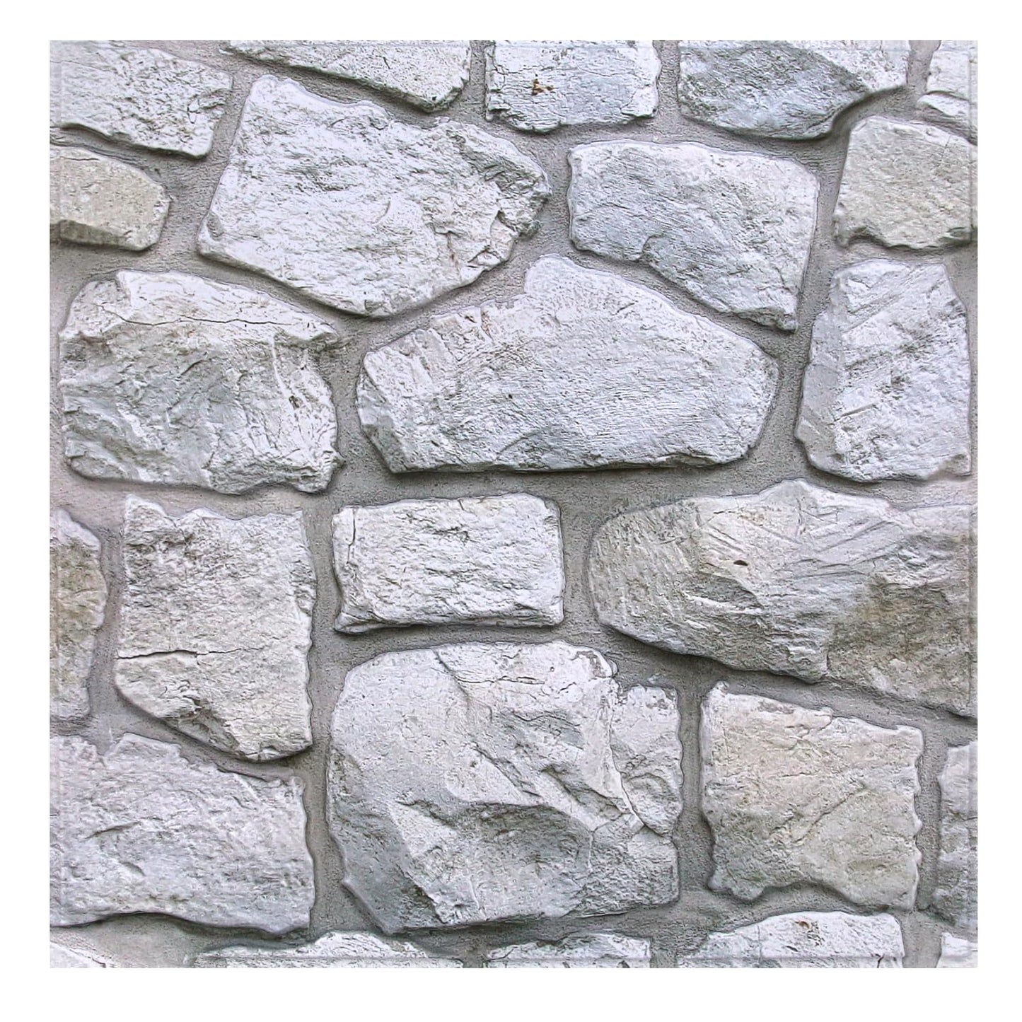 SMOOSTIKC 3D Faux Stone Wall Panels Peel and Stick Whitewash, 10 Pcs 11.8" x 11.8", Stone-Look Textured Wall Sticker, Ultra-Light Thin PVC Fake Stone Wall Covering Tiles for Quick DIY