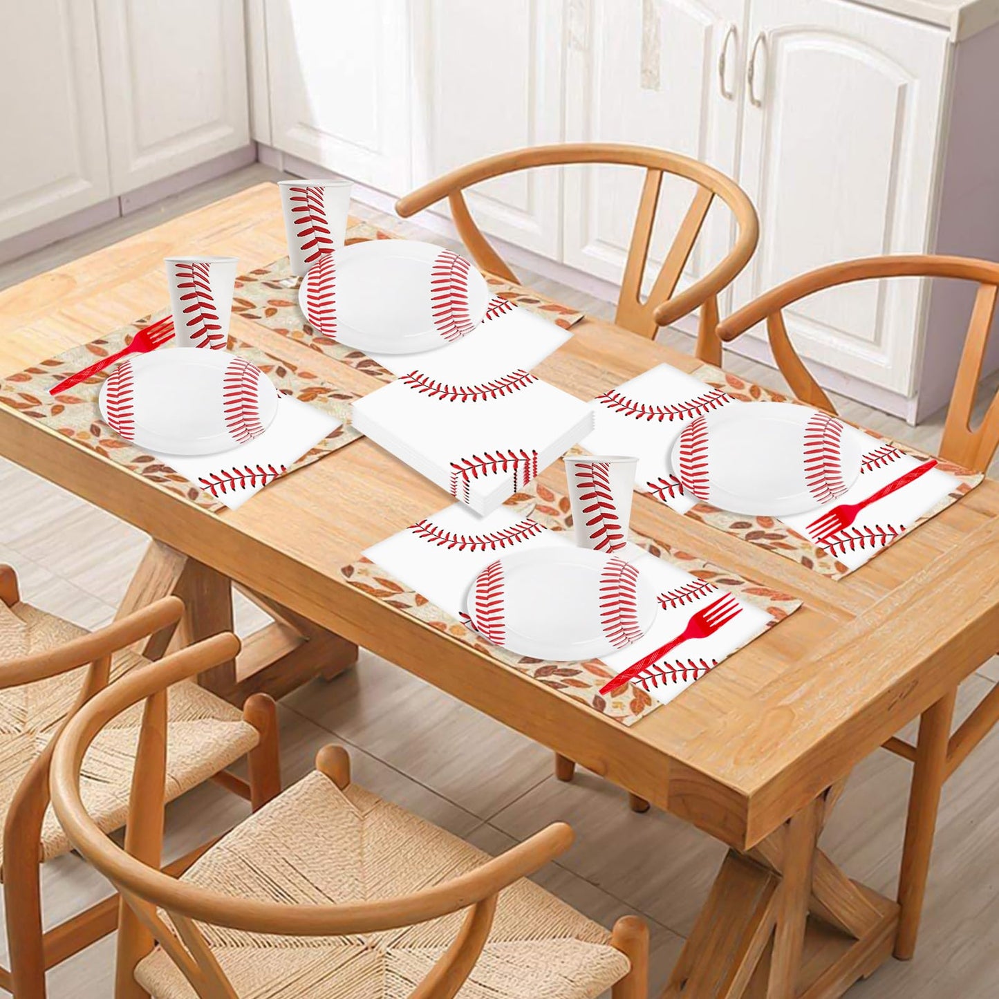 170 Pcs Baseball Paper Plates and Napkins Set, Baseball Themed Party Supplies Decorations With Banner Tablecloth Cup and Forks Favors For Sport Themed Birthday Party Favors Serves 24