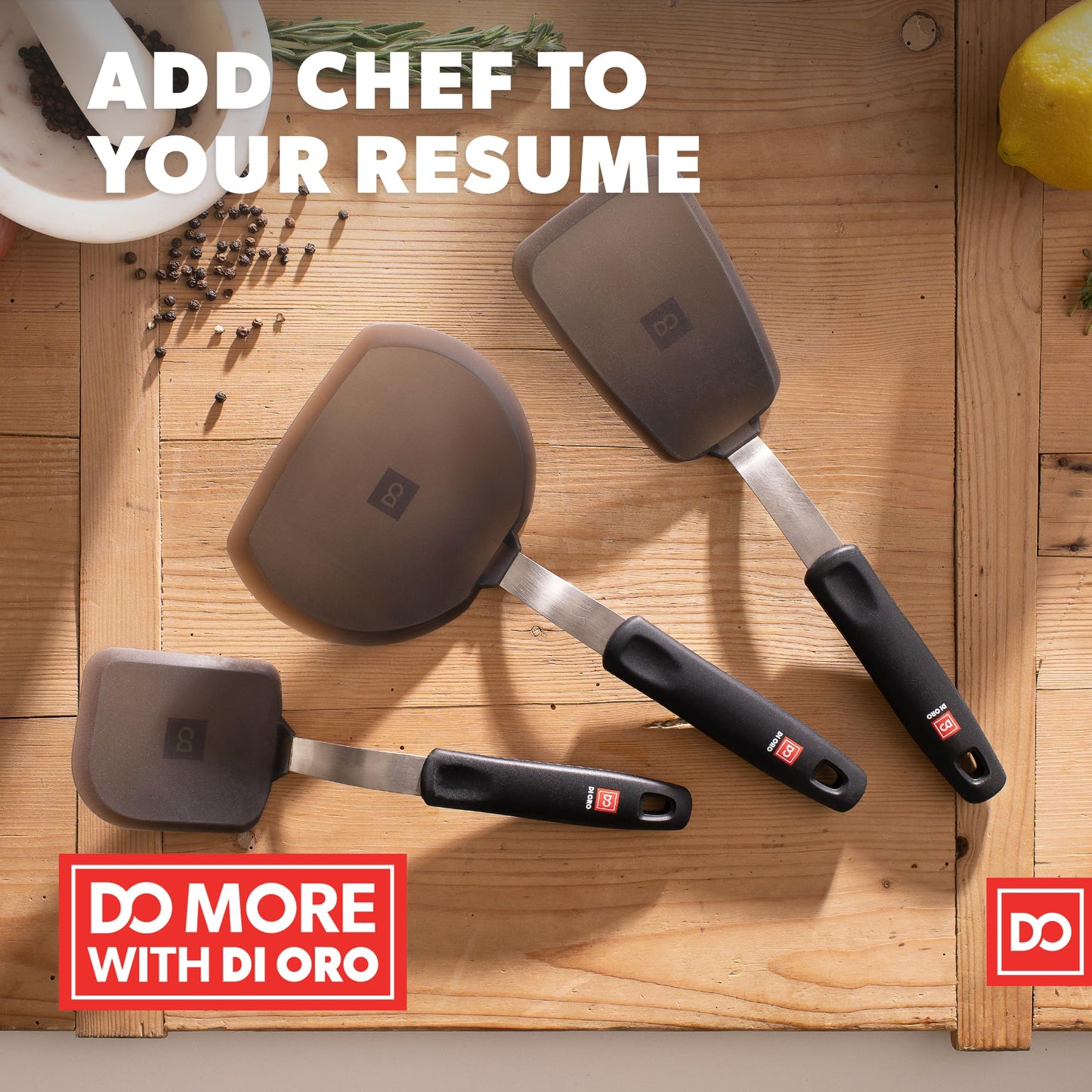 DI ORO Spatulas for Kitchen Use - Forever Warranty - 600°F Heat Resistance Silicone - Turner Spatula Set for Cooking - BPA Free Wide Pancake Spatulas - Egg Flippers for Nonstick Cookware Safe (2pc)