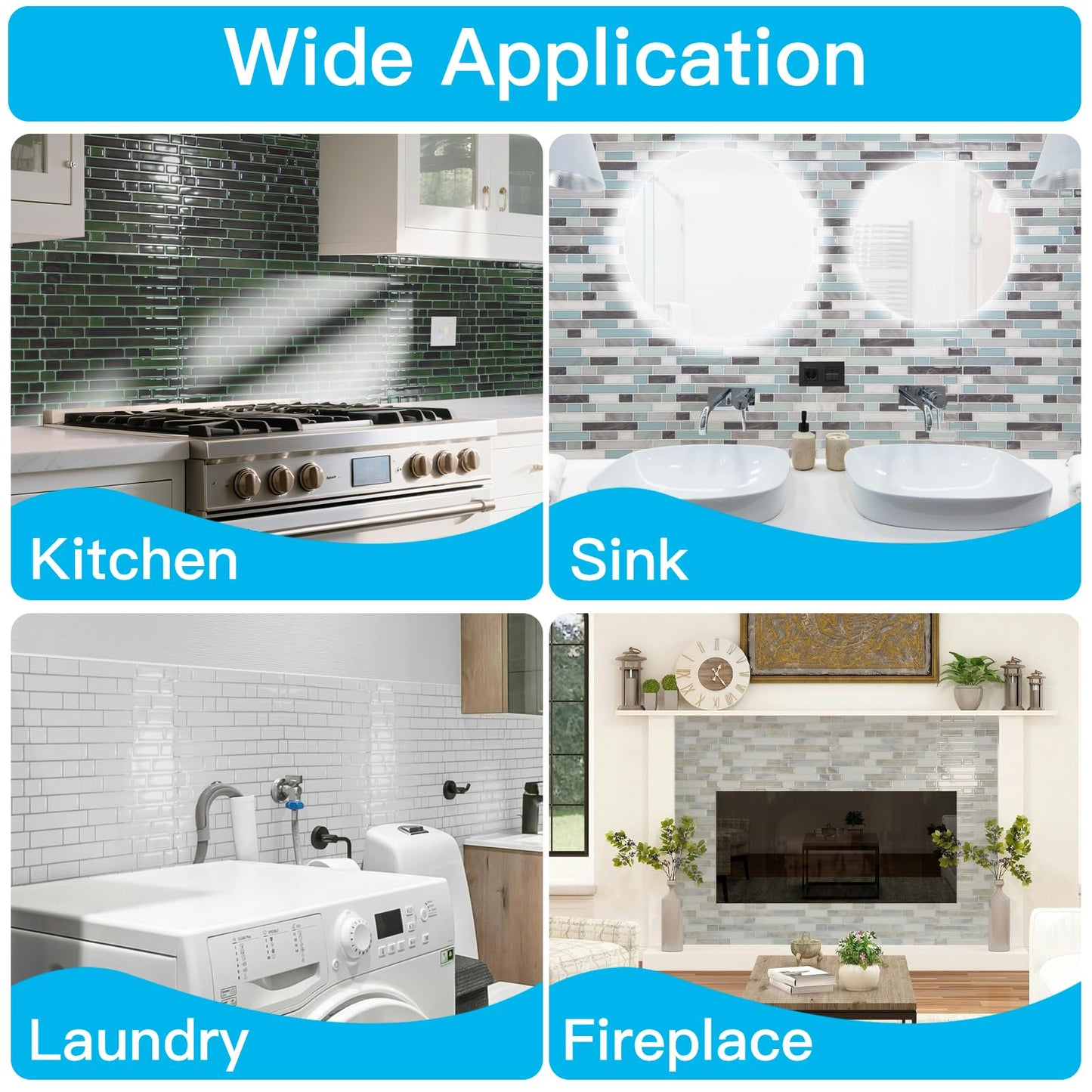 Art3d 10-Sheet Heavy-Duty Peel and Stick Backsplash, Waterproof Wall Tiles Stick on Kitchen Backsplash Living Space, Carrara Grey