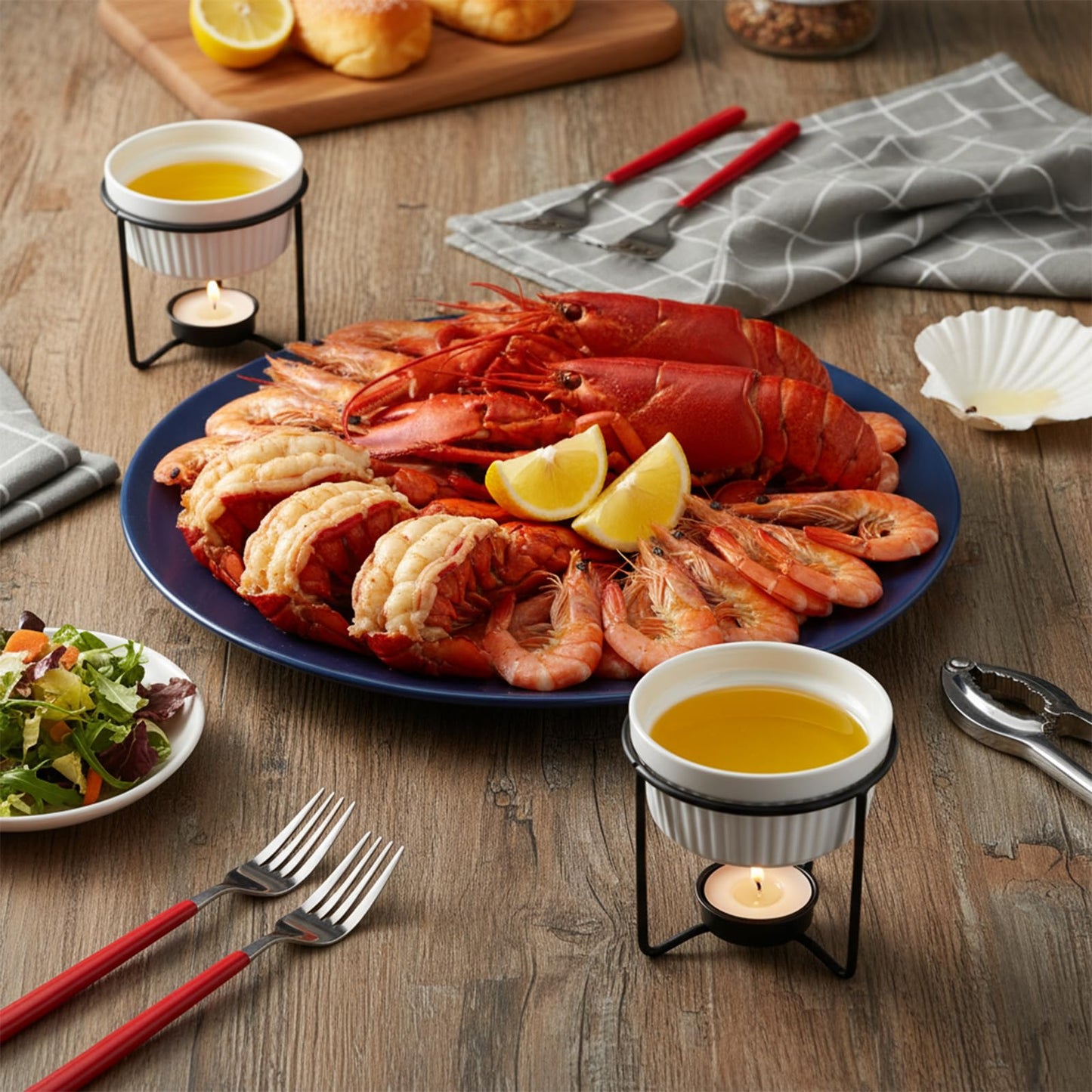 4 Set Ceramic Butter Warmers for seafood, Butter Melter Set of 2 for Chocolate or Cheese,Fondue- Dishwasher Safe,Oven Safe,Microwave Safe