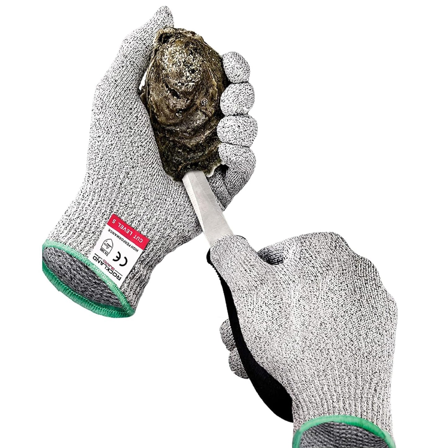 Rockland Guard Professional Oyster Shucking Kit - 3.5” Heavy Duty Stainless Steel Oyster Shucking Knife and Level 5 Cut Resistant Gloves, Clam Opener Shucker and Seafood Tool Gift Set, Extra Large