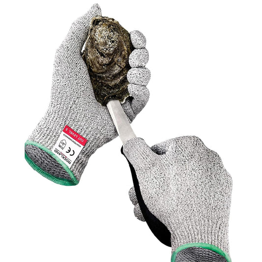 Rockland Guard Professional Oyster Shucking Kit - 3.5” Heavy Duty Stainless Steel Oyster Shucking Knife and Level 5 Cut Resistant Gloves, Clam Opener Shucker and Seafood Tool Gift Set, Extra Large