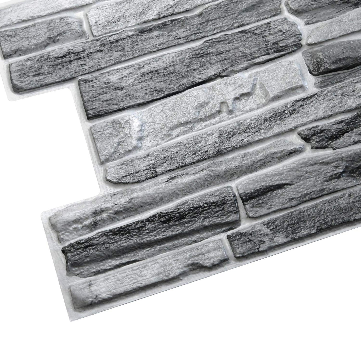 Dundee Deco PG7013-5 Dark Grey Faux Slate PVC 3D Wall Panel, 3.3 ft X 1.7 ft (98 cm X 50cm), Interior Design Wall Paneling Decor, 5.61 sq. ft. (0.49sq. m) Each, Pack of 5