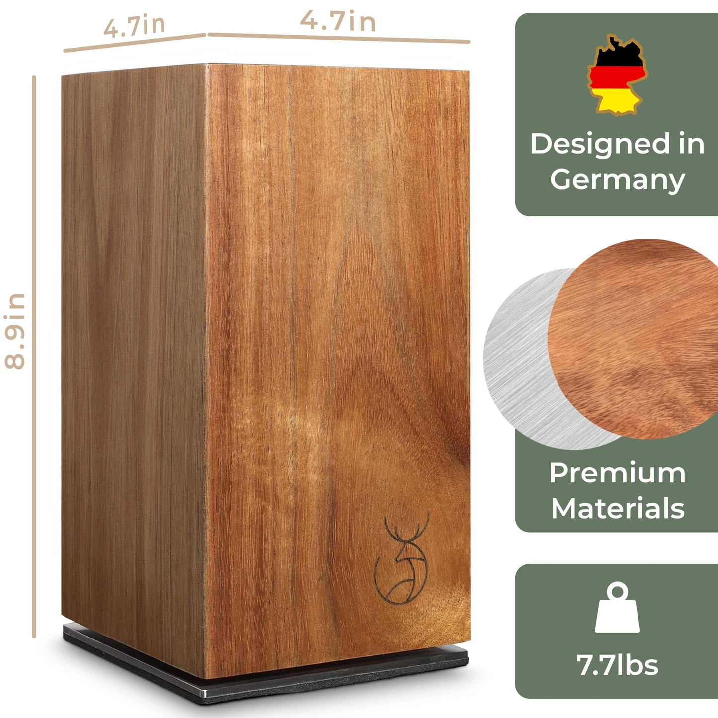 WALDWERK Magnetic Knife Holder Made of Acacia Wood - 360 degree rotatable Knife Block Without Knives - Knife Block - Knife Holder
