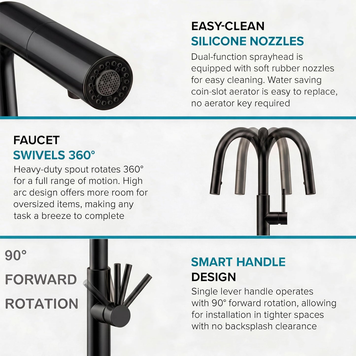 Voriva Kitchen Faucet with Pull Down Sprayer - Commercial High Arc Stainless Steel Single Handle for RV Bar Laundry Farmhouse Camper Outdoor Black