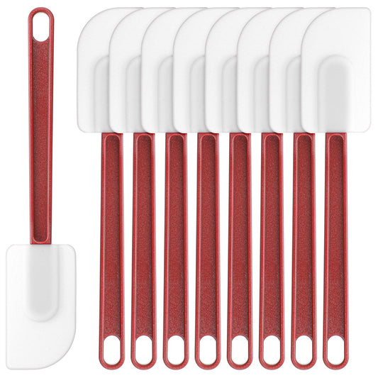 9 Pcs Silicone Spatula 10 Inch, Commercial Spatula 500℉ Heat Resistant Non-Stick Heavy Duty Scraper Rubber Spatulas for Kitchen Cook Bake Mix Fry Spread, Dishwasher Safe (Brown Red and White)