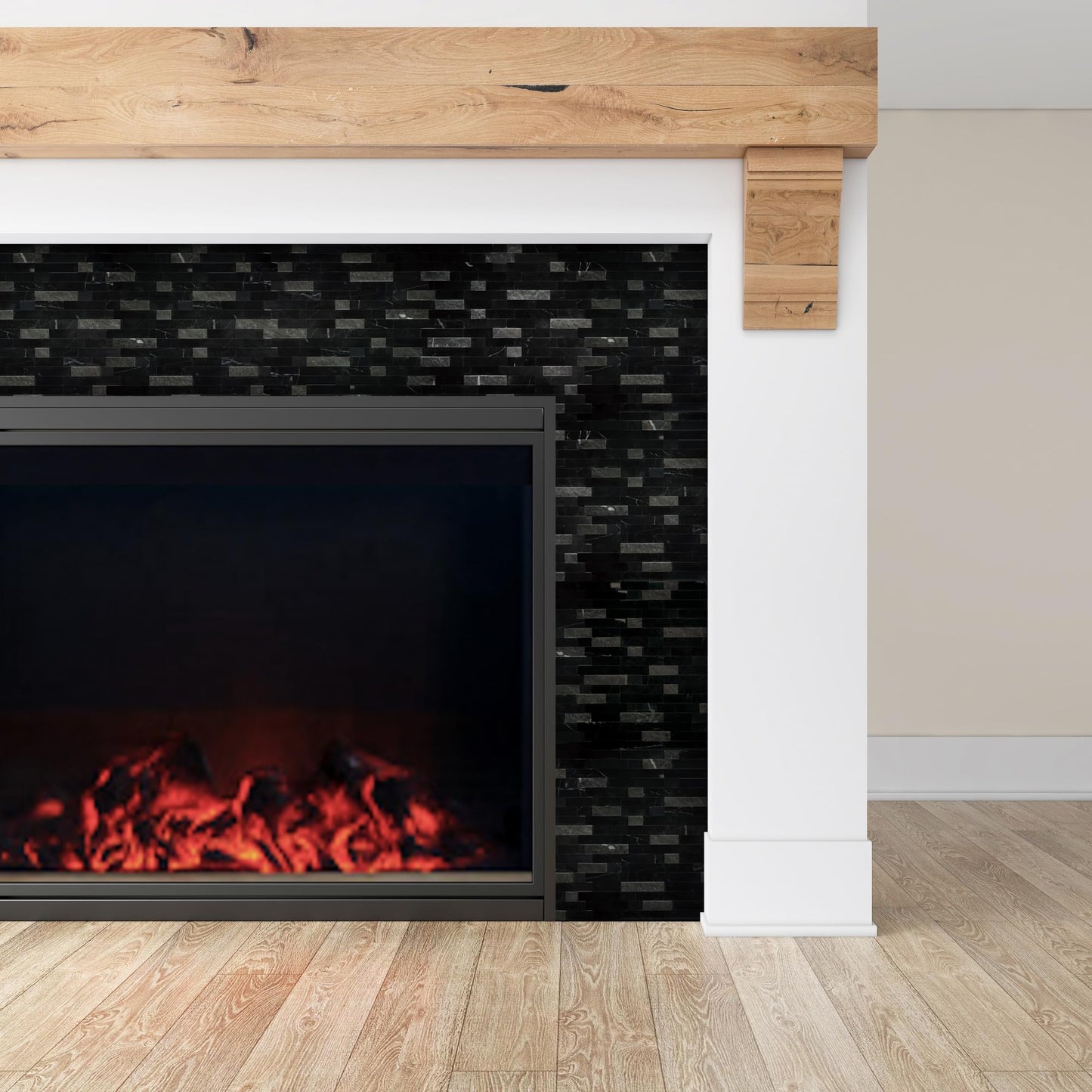 SUNWINGS 5-Sheet Peel and Stick Mosaic Natural 3D Stone Self Adhesive Marble Tiles, 11.5" x 10.7" Stick on Backsplash for Kitchen Bathroom Fireplace Vanity, Mixed Black