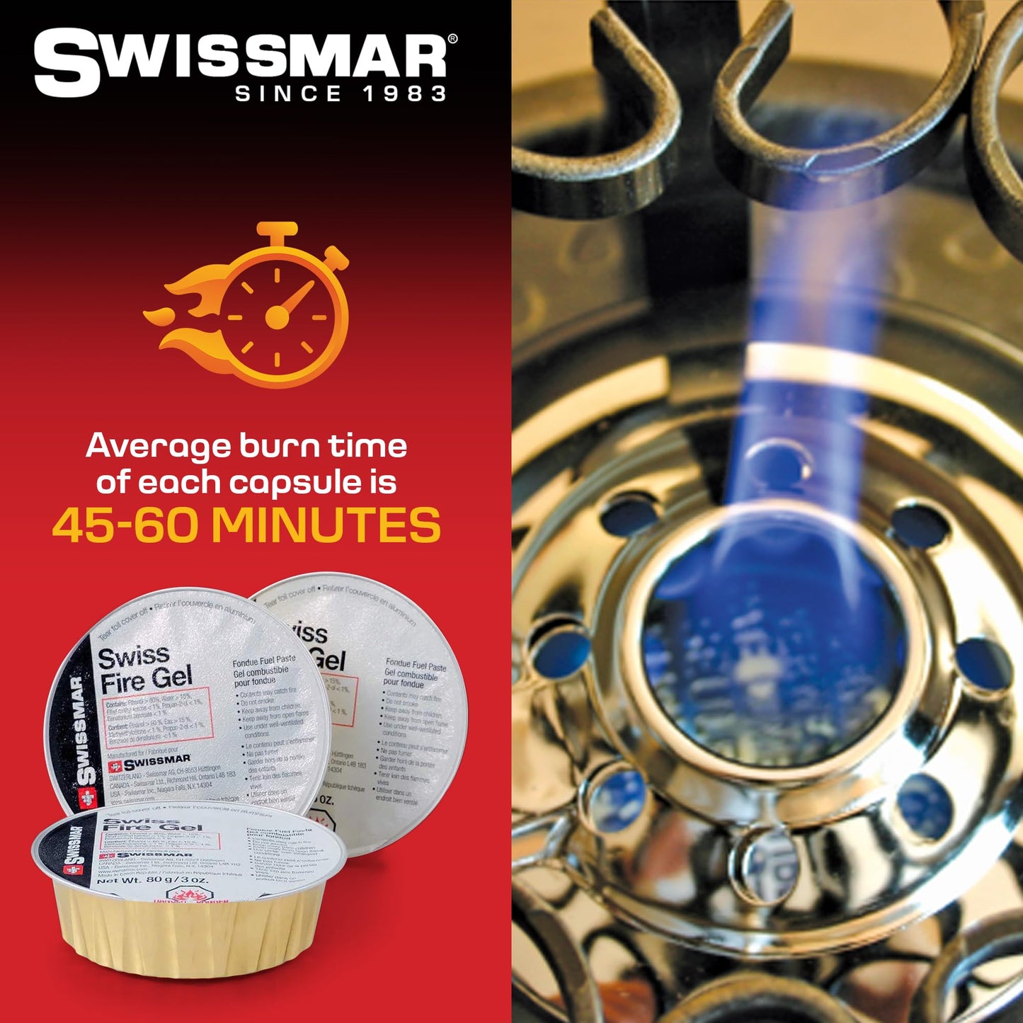 Swissmar Fire Gel Cans - Chafing Dish Fuel Cans & Gel Fuel Cans for Fondue, Party Essentials for Buffet Set Serving Kit Food Warmers & Portable Stoves - 3 Ounce (Set of 3)