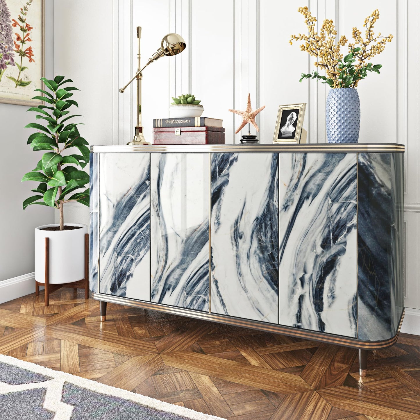 Livelynine Blue and White Wallpaper Waterproof Marble Contact Paper for Countertops Navy Blue White Peel and Stick Countertop Vinyl Wrap for Kitchen Counters Desk Dresser Cover Top Table 15.8x78.8