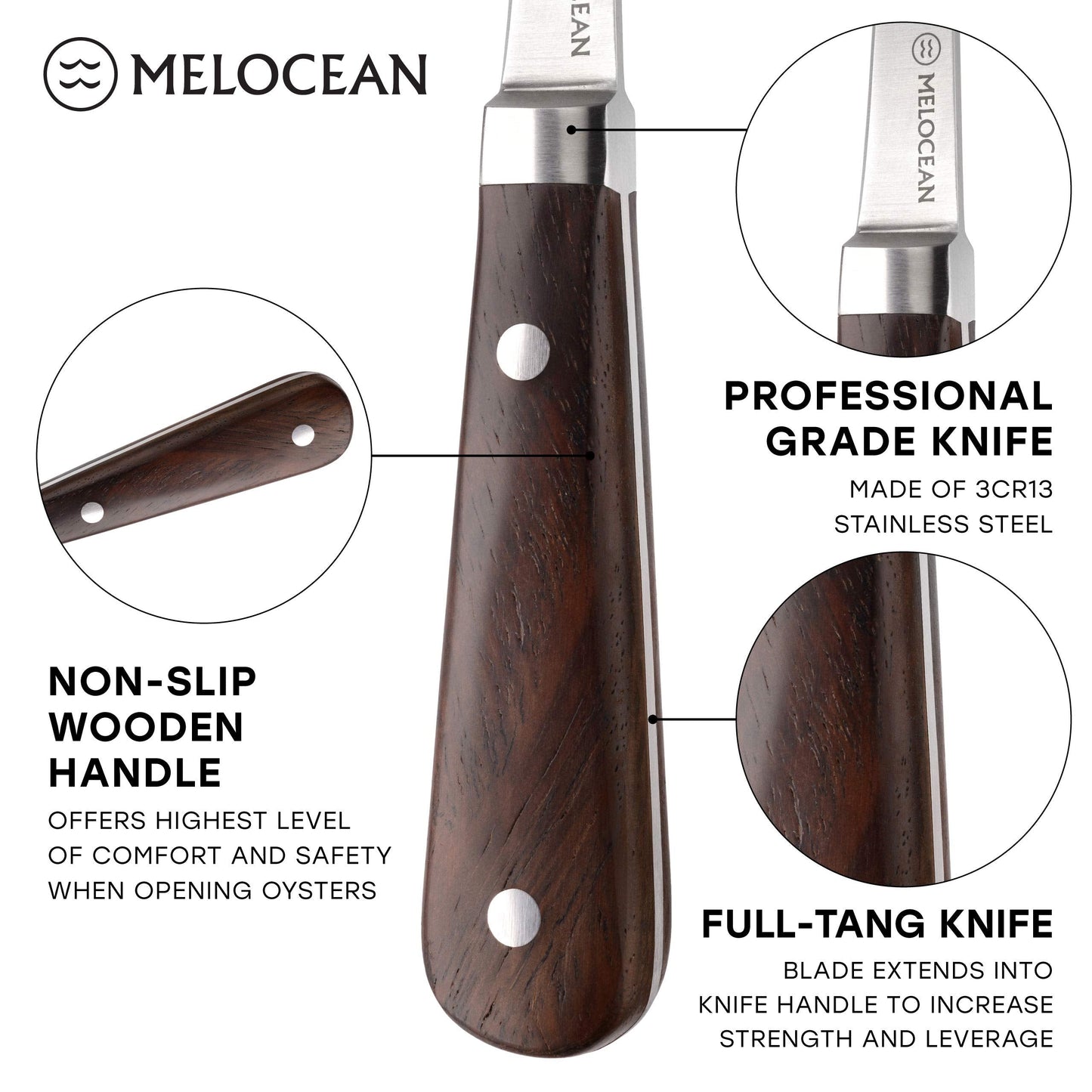 Melocean Oyster Shucking Knife and Gloves Set - Premium Oyster Knife and Shucking Gloves Kit - Professional Clam Shucker Opener Tool in Lovely Box - Bonus Ebook and Brochure Included