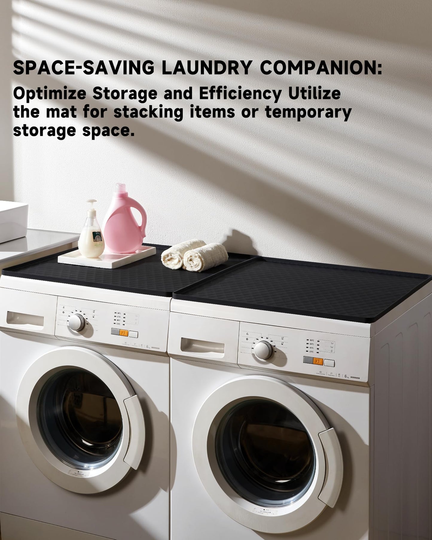 Washer and Dryer Top Protector Mat 25.6’’ x 23.6’’, Non-slip Silicone Mat for Laundry & Kitchen, Washer and Dryer Covers for the Top, Prevent Dust, Scratches and Daily Wear and Tear (2pcs White)
