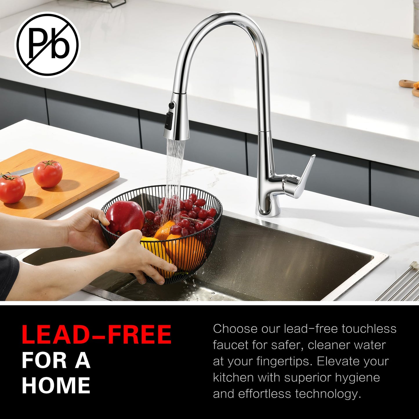 sumerain Touchless Kitchen Faucet with Pull-Down Sprayer,Single Handle Hands-Free Motion Sensor Kitchen Sink Faucet 360 Degree Swivel,Chrome