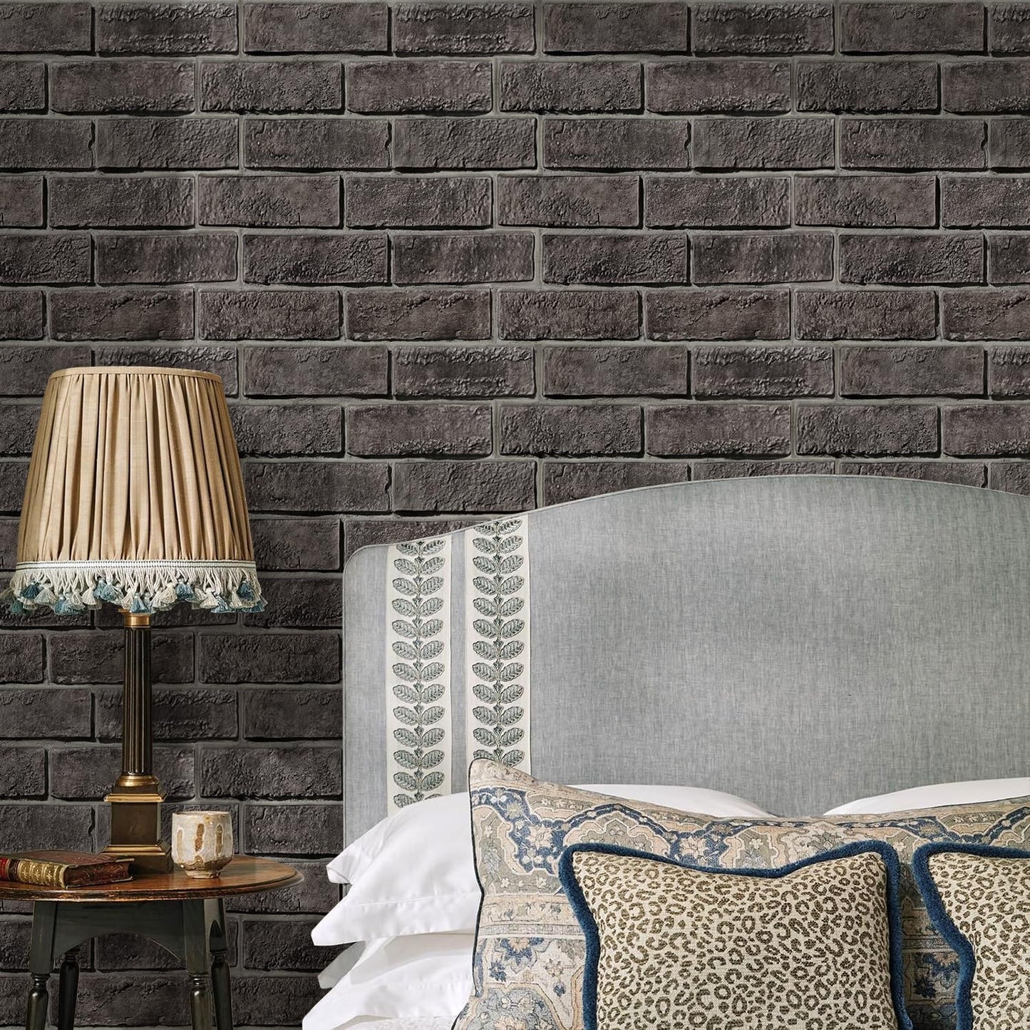 Commomy 3D Faux Brick Wallpaper Wall Tiles - 10 pcs 11.8" x 11.8" Small Size PVC Printable Brick Wall Panels Retro Brick Peel and Stick Backsplash for Kitchen, Bedroom, Living Room, RV