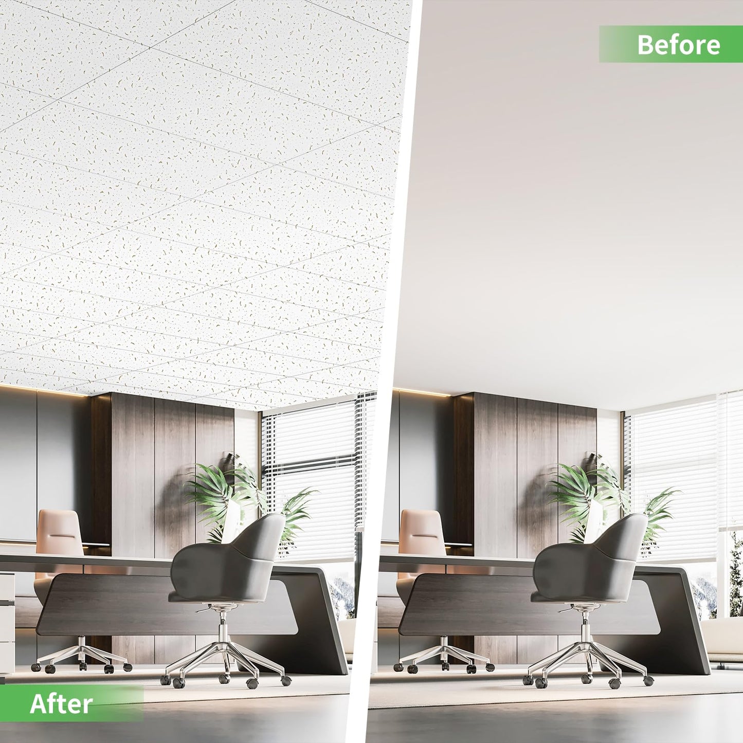 Art3d 24"x48" Stucco Printed Drop Ceiling Tiles, 2x4ft Decorative PVC Ceiling Tiles for Home, Office, Restaurant and Gym, Covering 80 Sq.,ft, 10 Pack, White