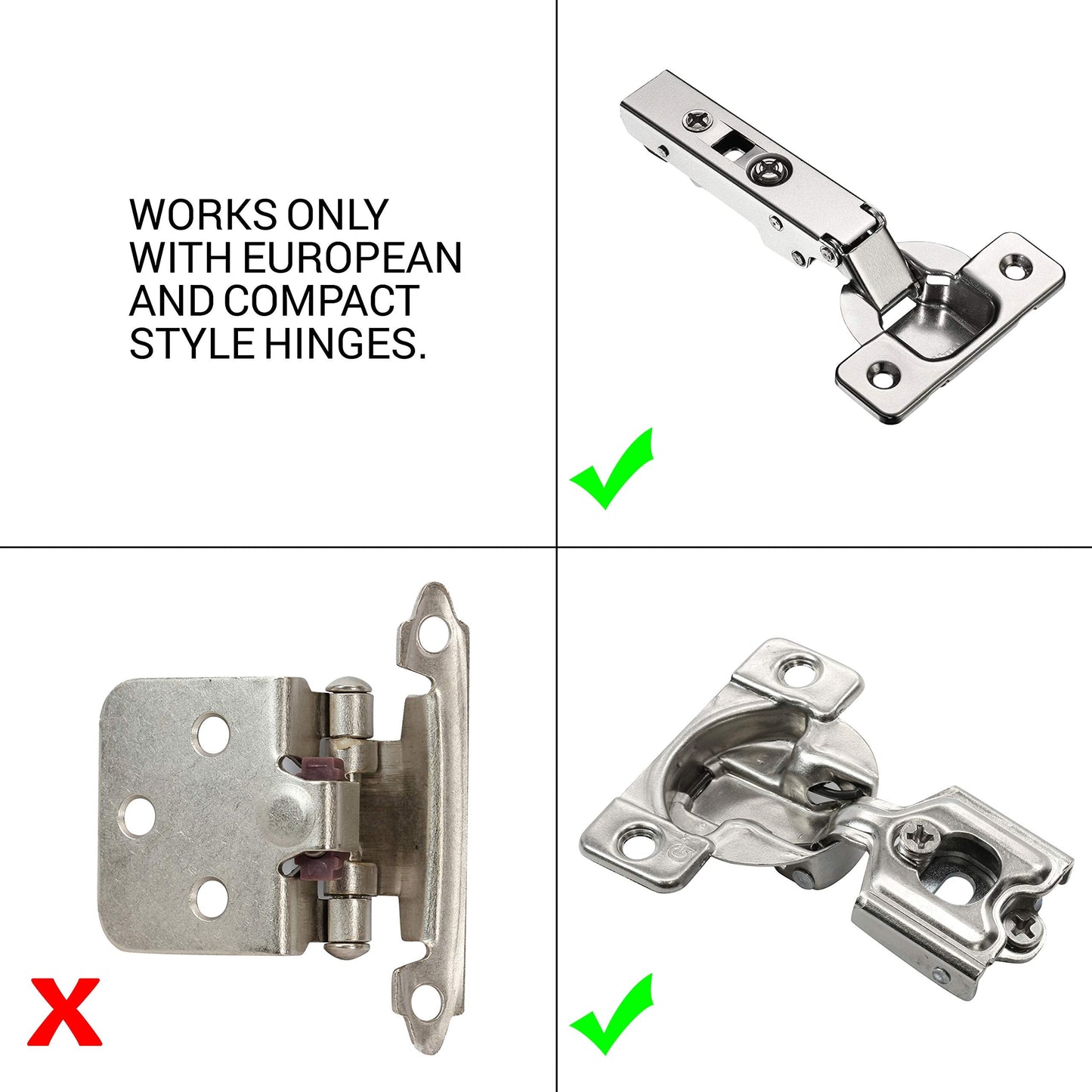 25 Pack Rok Hardware Soft Close Damper for Cabinet Doors/Compact/SoftClose Cabinet Adapter/Hardware/Hinge Polished Nickel Finish, SCD103