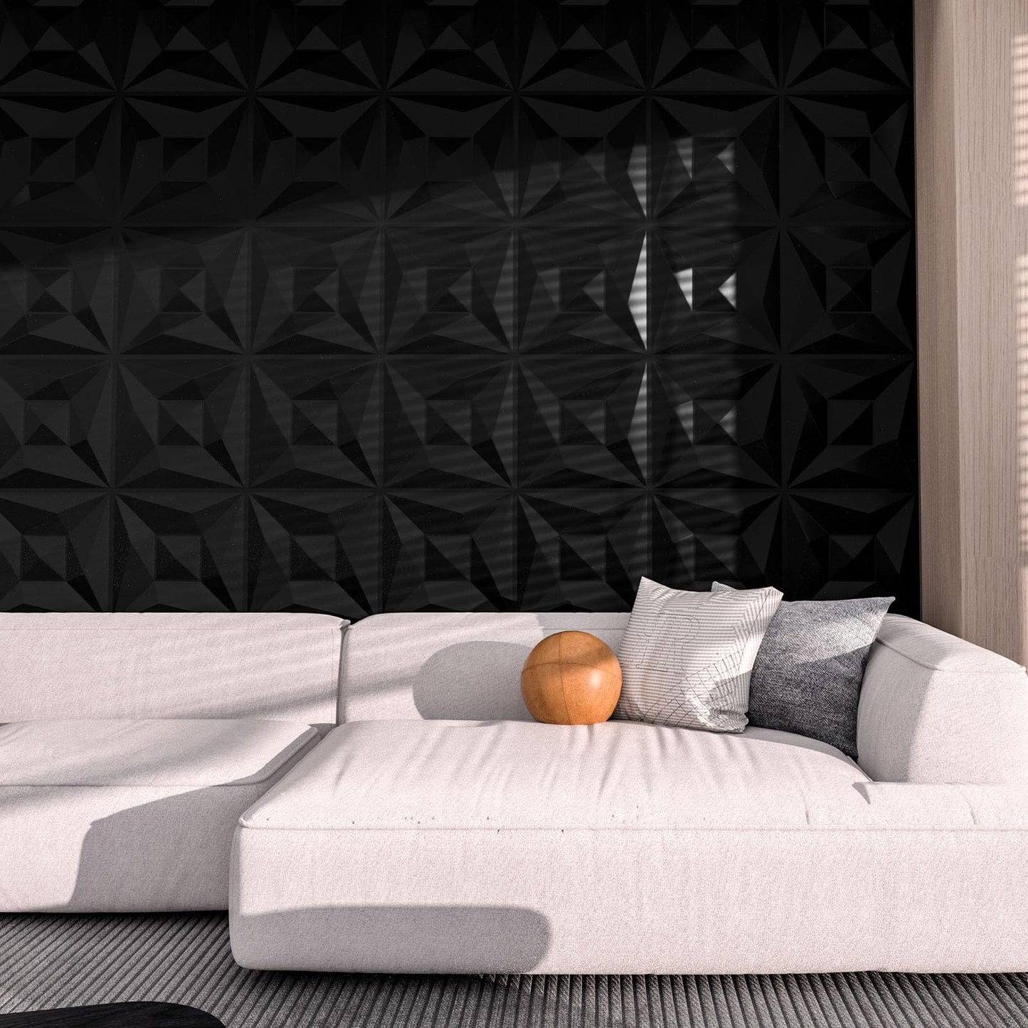 Umedol 40 PCS 3D Wall Panels for Interior Wall Décor Black 11.8"*11.8" Covering Panels, PVC Textured 3D Wall Tile for Living Room, Bedroom DIY Interior Décor