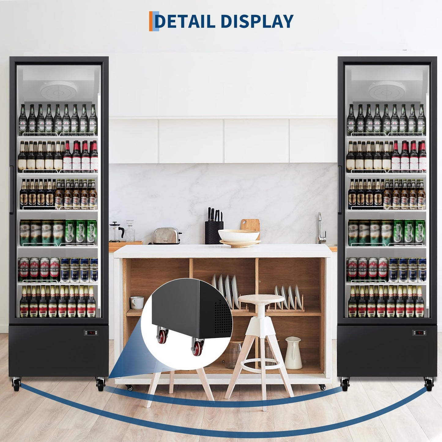 Garvee 13.4 Cu.Ft Commercial Refrigerator, LED Display Merchandiser Fridge with Glass Door for Restaurants, 5 Adjustable Shelves, Black Upright Cooler for Shop, Cafe, Baker, Black