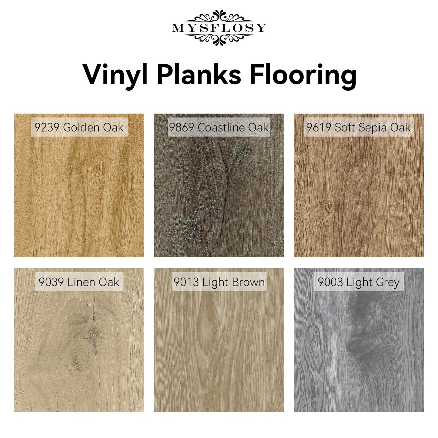 Mysflosy Peel and Stick Floor Tiles, Self-Adhesive Luxury Vinyl Flooring Plank, 6'' x 36'', 36 Pack 54 Sq.Ft, Waterproof DIY Deep Wood Grain Planks Easy to Install for Kitchen, Living Room