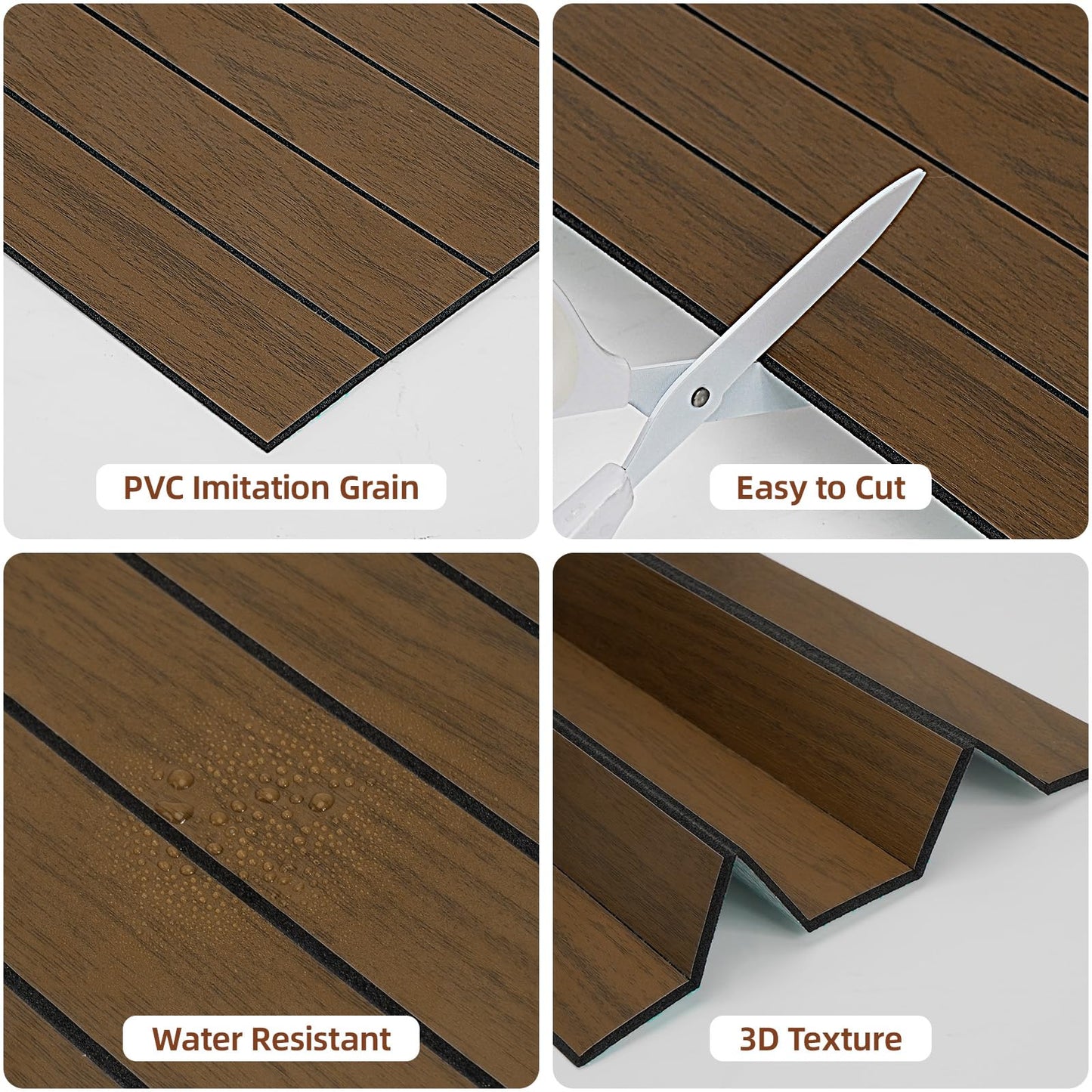 WADILE Peel and Stick Wood Slat Wall Panels 12"x12" (30×30cm) Decorative PVC Soundproof Self-Adhesive for Living Room Bedroom Accent Wall – 10 Pack
