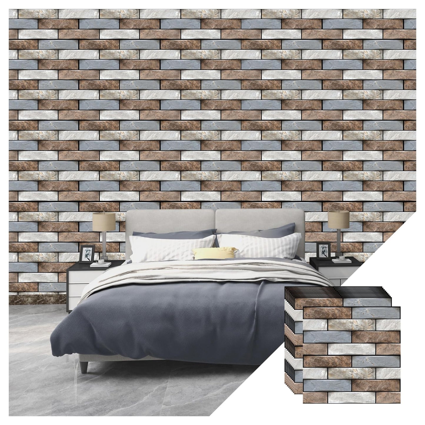 szgwtk 3D Wall Panels Peel and Stick,Faux Brick Wall Panel,10PCS 30x30cm Foam PVC Self Adhesive Wallpaper Application Such as Games Rooms, Offices, Hotels, Living Rooms, bedrooms and Kitchens.