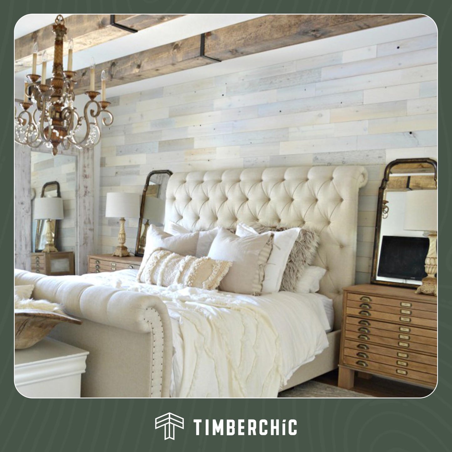 TIMBERCHiC 100% Reclaimed Wood Wall Planks - Made in USA - Peel-and-Stick Panels for Interior Decor - DIY Accent Wall Panels, Coastal White (4" x 10 Sq Ft)
