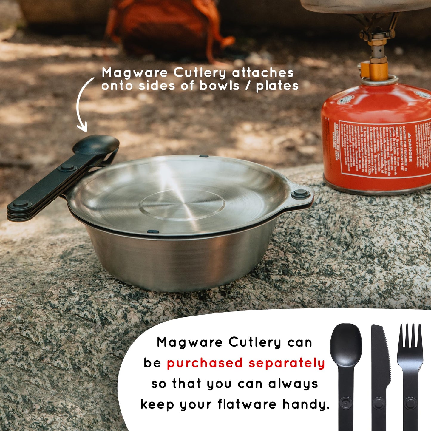 FULL WiNDSOR - MAGWARE - Magnetic Plates and Bowls Sets, Camping Tableware, Stainless Steel Mess Kit, Portable Dinnerware, Camping Bowl Set for Outdoor Dining, Backpacking, Picnic, Rv, Outdoor Travel