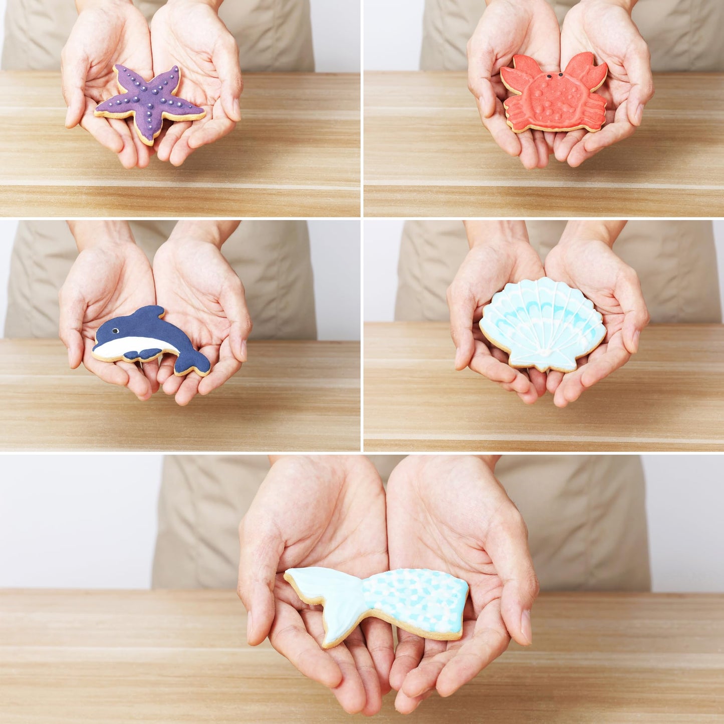 Under The Sea Cookie Cutters 15-Pc. Set, Mermaid Tail, Starfish, Seashell, Dolphin, Crab and More, Large Fun Shapes Biscuit Fondant Cutters, Stainless Steel Sandwich Biscuit Cutter Mold for DIY Baking