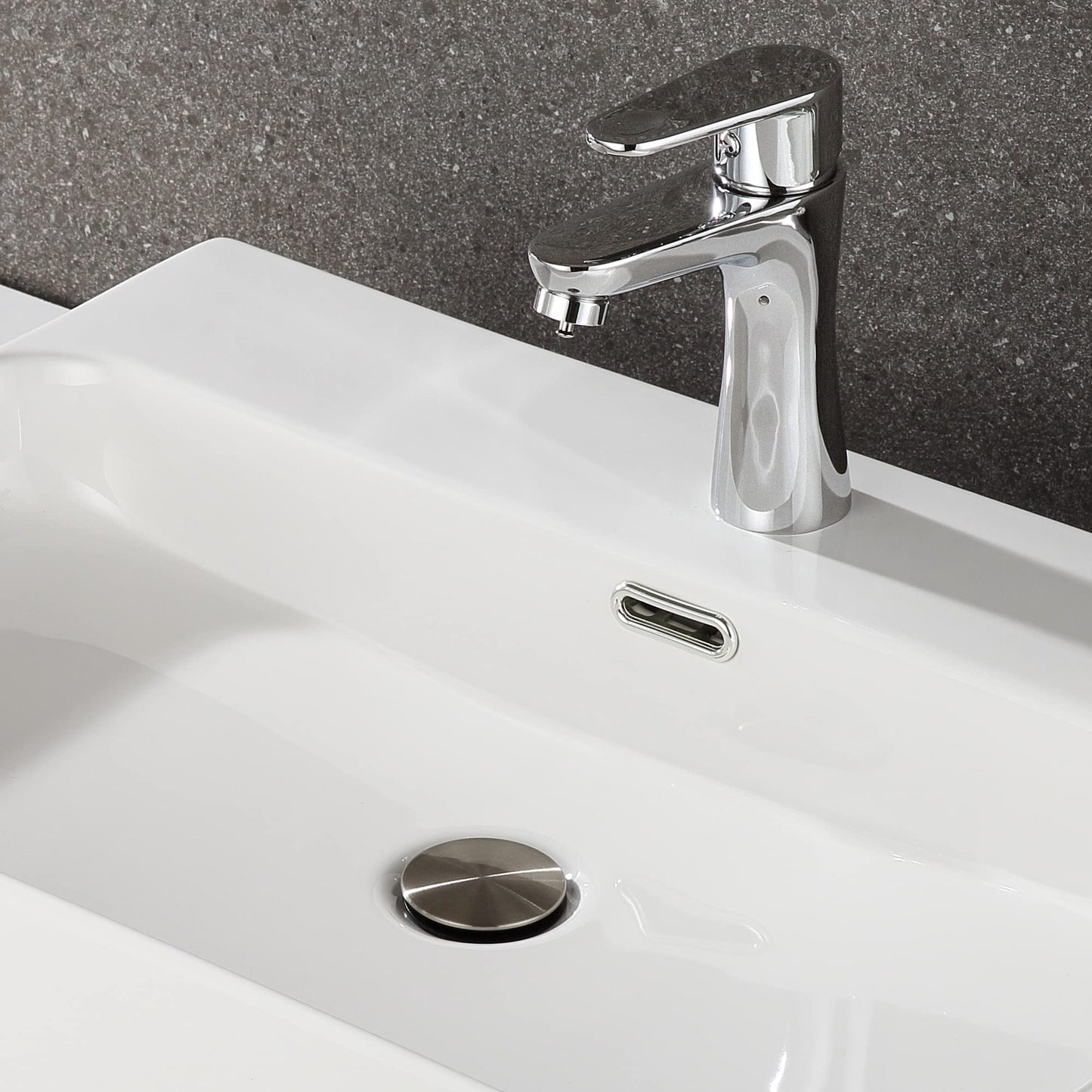 TIORIY Pop Up Bathroom Sink Drain - Bathroom Sink Stopper with Overflow for Faucet Vessel, Push Type Bathroom Sink Vanity Assembly with Strainer, Brushed Nickel