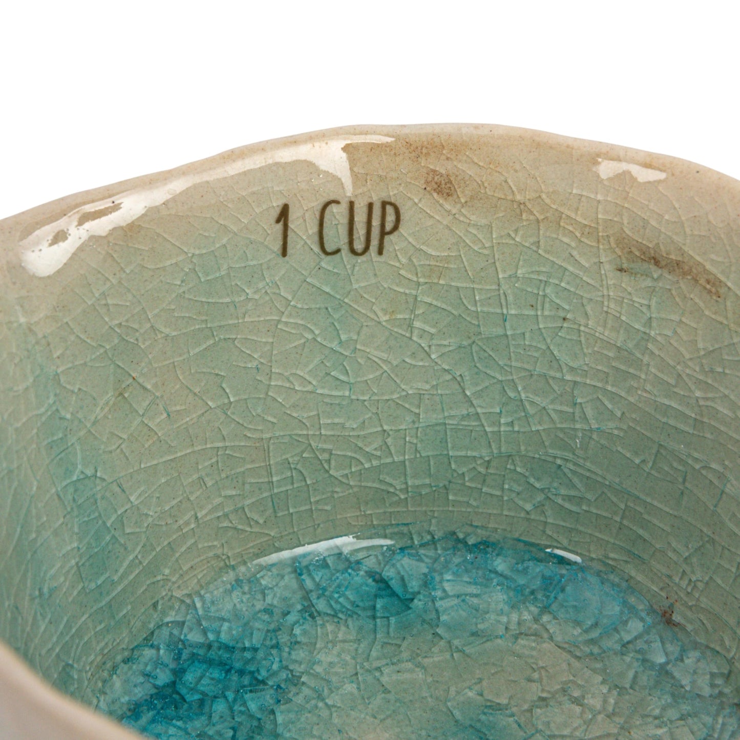 Creative Co-Op Stoneware Measuring Cups with Reactive Crackle Glaze, Green, Set of 4